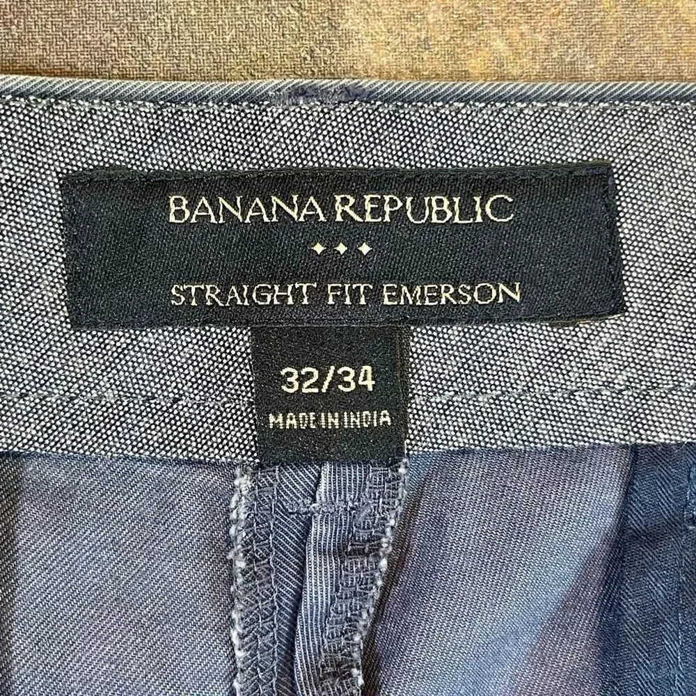 Banana Republic Straight Fit Emerson Navy Ship Blue Pants 32/34